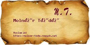 Molnár Tádé névjegykártya